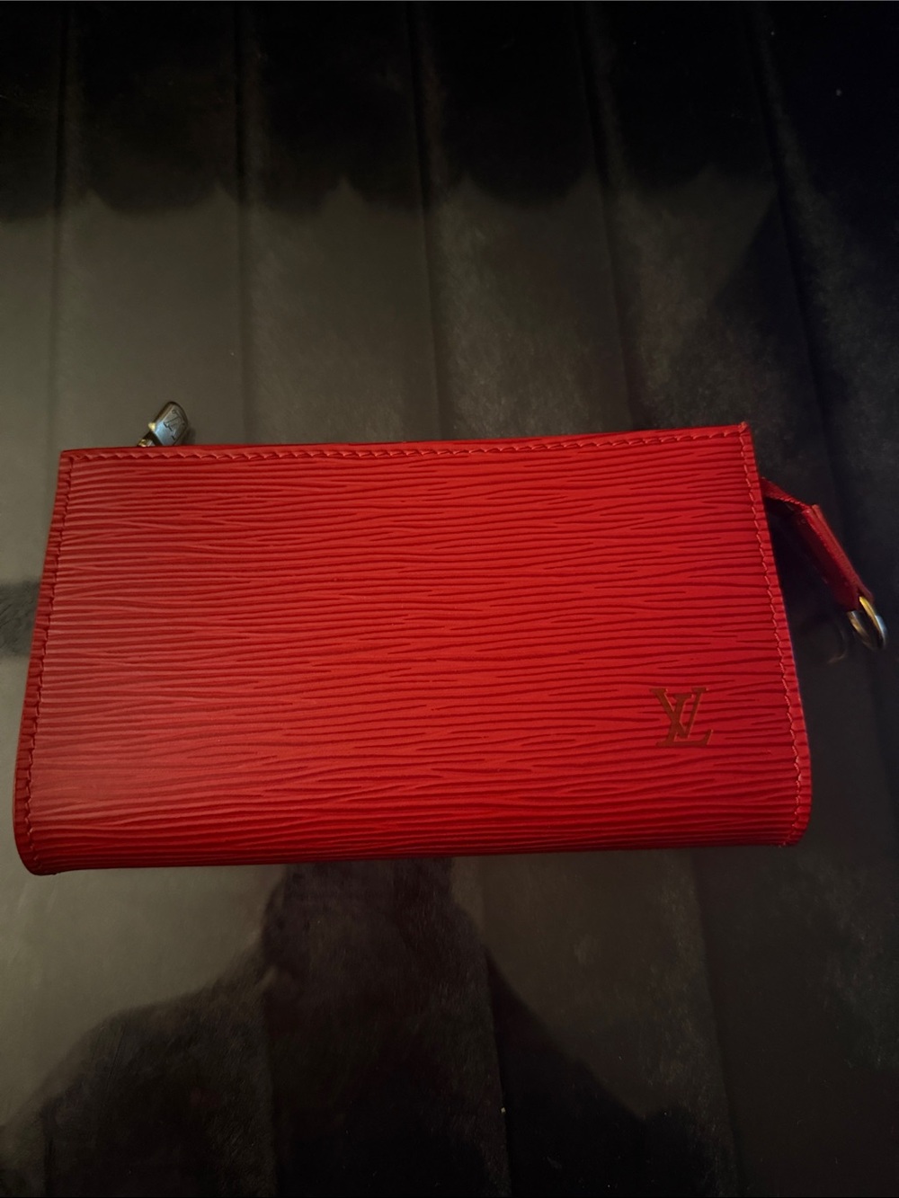 Louis Vuitton Epi Leather Pochette Cles or cosmetic pouch Red Clutch